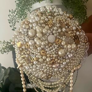 Elegant Pearl and Gold Beaded Bouquet